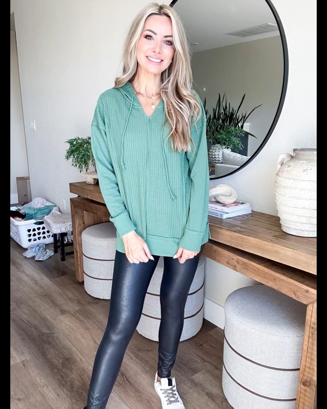 Hooded waffle top 
Faux leather leggings size small
Golden goose inspired sneakers 
@walmartfashion #walmartpartner #walmartfashion

#LTKFind #LTKstyletip #LTKunder50