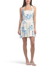 Linen Blend Oversized Floral Halter Mini Dress | TJ Maxx