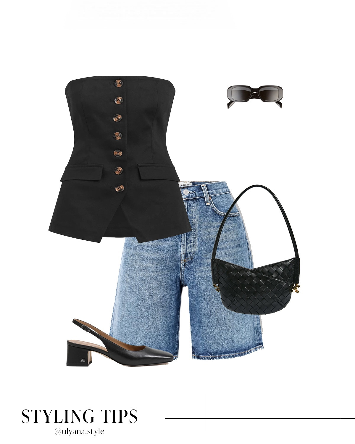A vest top paired with denim shorts,  sling back heels, and a handbag makes a cute summer outfit idea. 
.
.
.
.
. #LTKWorwear 

Summer outfits | shorts outfit | high waisted shorts | vest outfit | black vest | button up vest | button down vest | tube top | jeans shorts outfit | black heels | summer shoes | black vest outfit | linen vest outfit | Bermuda shorts | long shorts | designer bags | black handbag | 

#LTKStyleTip #LTKItBag #LTKSeasonal #LTKTravel #LTKShoeCrush #LTKFindsUnder50 #LTKU #LTKSummerSales #LTKFindsUnder100 #LTKParties #LTKSaleAlert #LTKxNSale