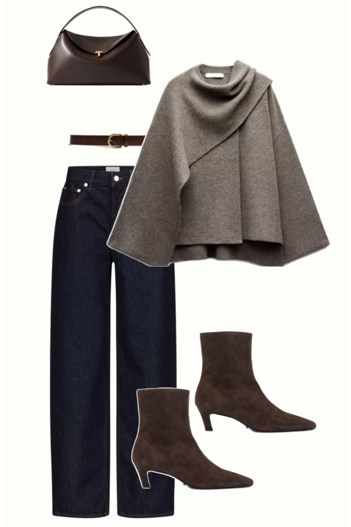 Love this fit for a dinner date or brunch with the girls! 

Neutral outfit, scarf coat neutral style, autumn style, fall fashion, suede brown boots, brown belt outfit, poncho, dark denim jeans 

#LTKFindsUnder100 #LTKSeasonal