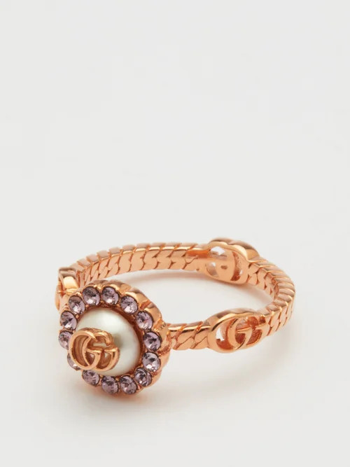 Gucci - GG-link Faux-pearl Ring - Womens - Pink Multi | Matches (US)