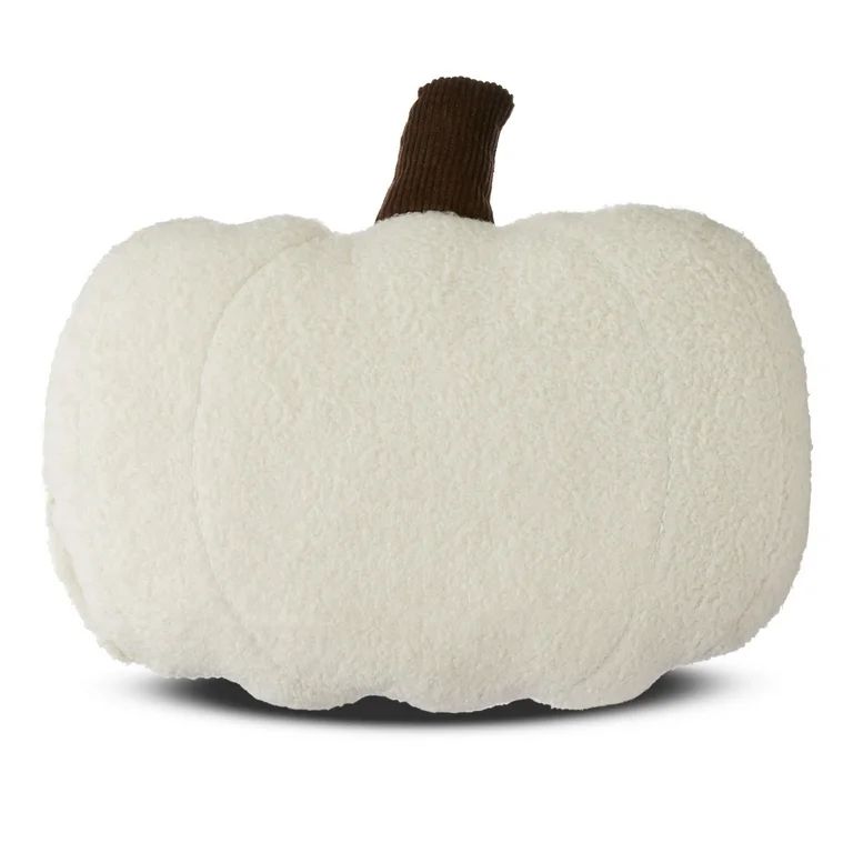 Harvest Beige Pumpkin Sherpa Decorative Pillow, 10.75 in, by Way To Celebrate | Walmart (US)