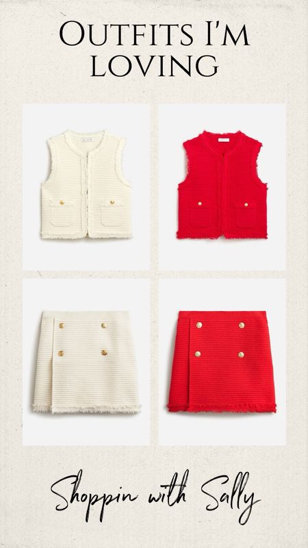 I have the red set and am obsessed!!!! Will definitely be ordering the cream too!!!! I got a small in the skirt and XS in vest! #hocspring #jcrew #hocautumn 

#LTKfindsunder50 #LTKover40 #LTKsalealert