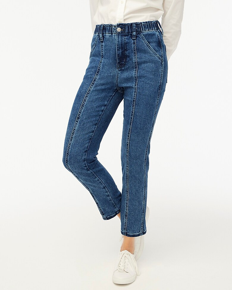 Elastic-waist seamed straight jean in signature stretch+ | J.Crew Factory