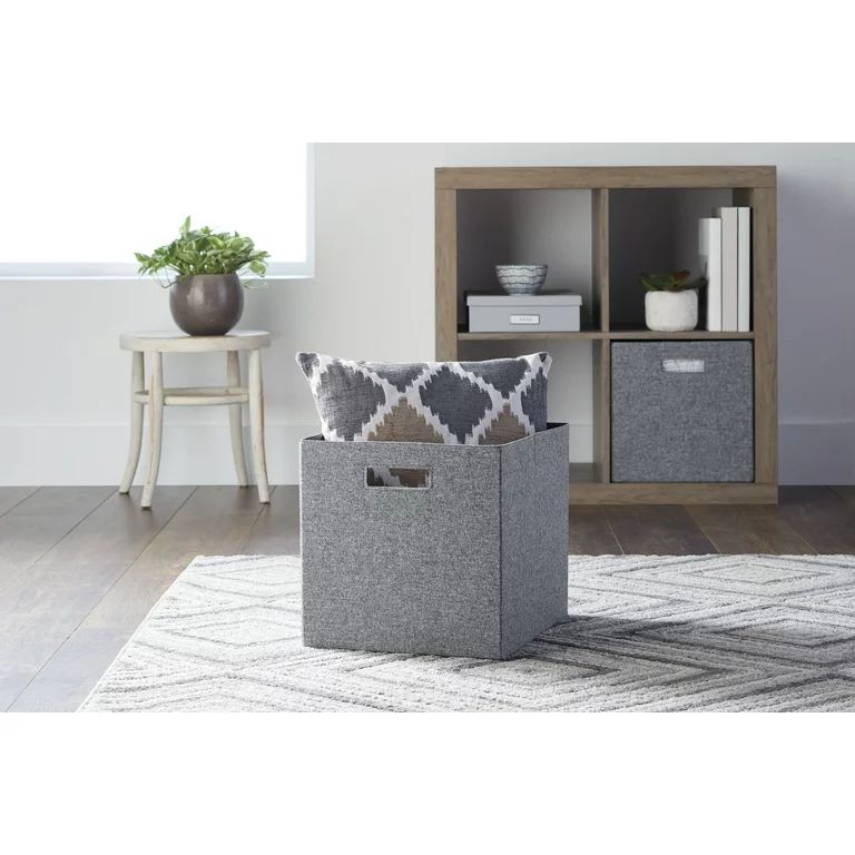 Better Homes & Gardens 12.75" Fabric Cube Storage Bin, Gray | Walmart (US)