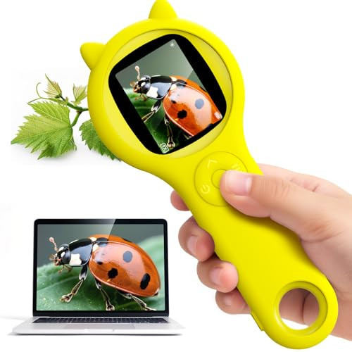 Handheld Microscope for Kids - Educational Science Toys, Christmas & Birthday Gifts for Age 5 6 7 8 9 10 11 12 Girls & Boys (Yellow) | Amazon (US)