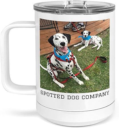 Amazon.com | Personalized Insulated Tumbler Mug with Custom Photo, Logo or Design 15oz, White, St... | Amazon (US)