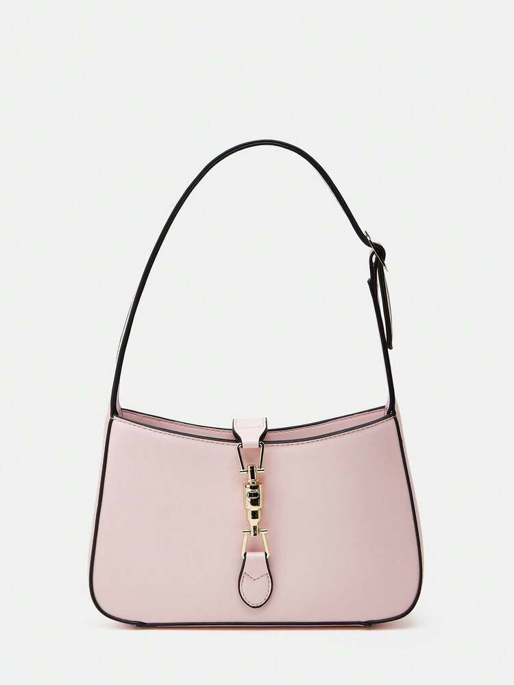 Eine Schicke, Leichte, Vielseitige, Hochwertige Baguette-Tasche Mit Verstellbarem Trageriemen, Markanter Verschlussschließe, Elegante Umhänge-/Schultertasche, Geeignet Für Ausflüge, Dates, Fotoshootings, Pendeln/Arbeit, Urlaub, Reisen Und Den Täglichen Gebrauch | SHEIN