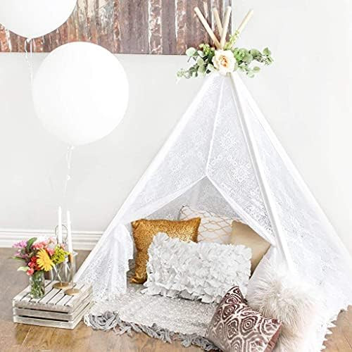 Kids Teepee Tent- Children Play Tent- Boho Lace Tipi Sheer Canopy for Wedding, Party, Photo Prop | Amazon (US)