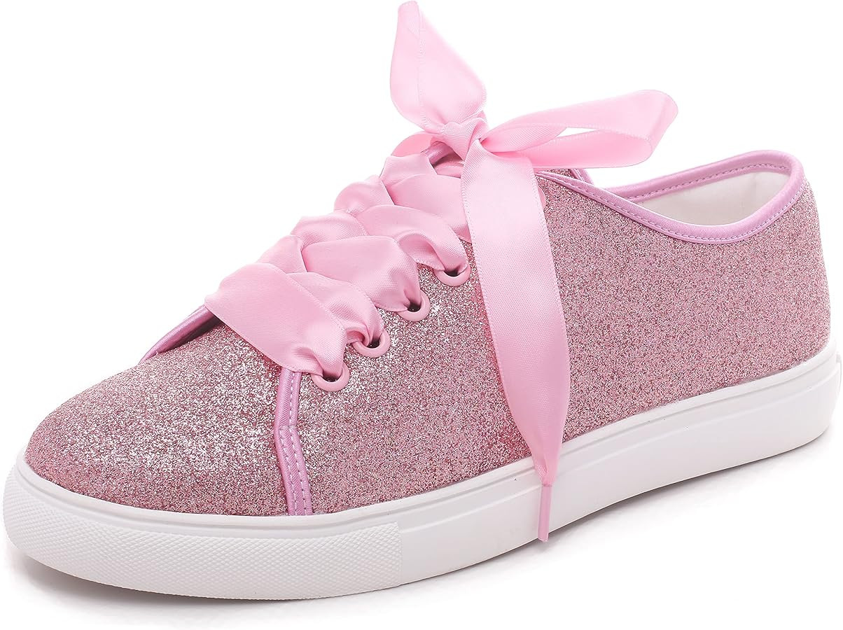 Elivandon 16052 Wedding Shoes Bling Bridal Sneakers Flats Bride Tennis Shoes Shiny Sequin Shoes S... | Amazon (US)