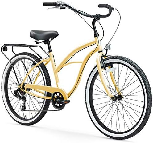 sixthreezero Around The Block Women's 7-Speed Beach Cruiser Bicycle, 26" Wheels, Cream with Black... | Amazon (US)