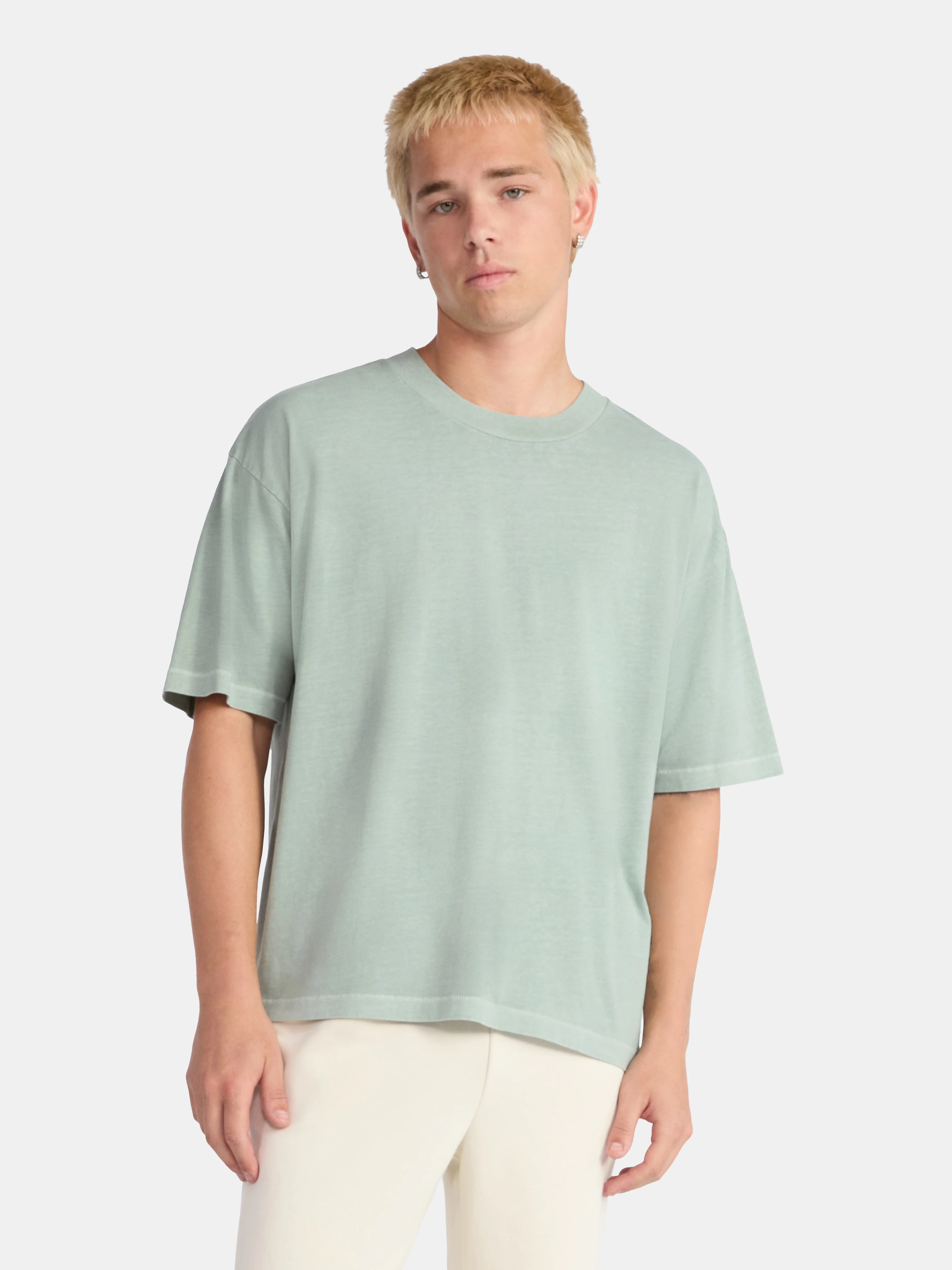 No Boundaries Cotton Oversized Cropped Tee, Men's & Big Men's | Walmart (US)