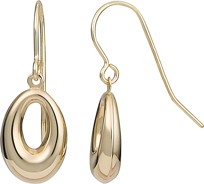 10k Yellow Gold Puffed Oval Drop Earrings | Amazon (US)