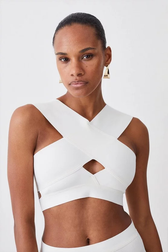 Cross Front Bandage Bikini Top | Karen Millen UK + IE + DE + NL