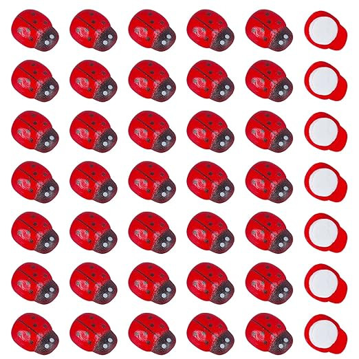 Dong Huang 200pcs Mini Fake Ladybug Model Figurine, Miniature Self-Adhesive Wooden Ladybugs Stick... | Amazon (US)