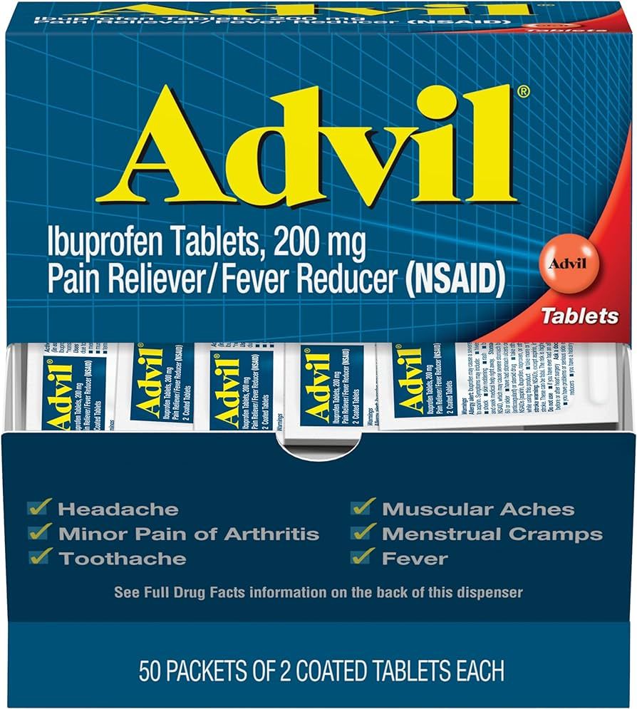 Advil Pain Reliever and Fever Reducer, Medicine with Ibuprofen 200mg for Headache, Backache, Mens... | Amazon (US)