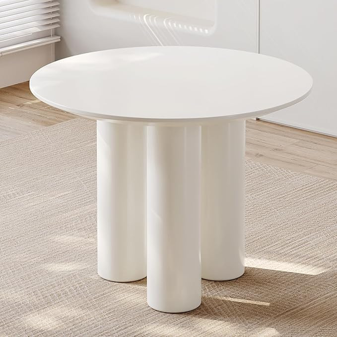 Guyii 39.37" Cream White Dining Table, Modern Round Kitchen Table, Small Indoor End Table for Kit... | Amazon (US)