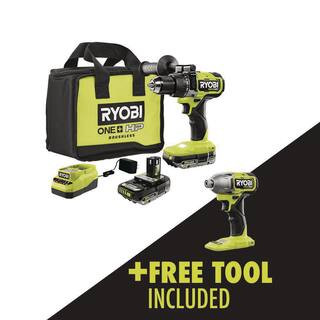 RYOBI ONE+ HP 18V Brushless Cordless 1/2 in. Hammer Drill Kit w/ ONE+ HP 18V Brushless Cordless 1/4  | The Home Depot