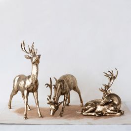Gold Finish Decorative Deer Set of 3 | Antique Farm House