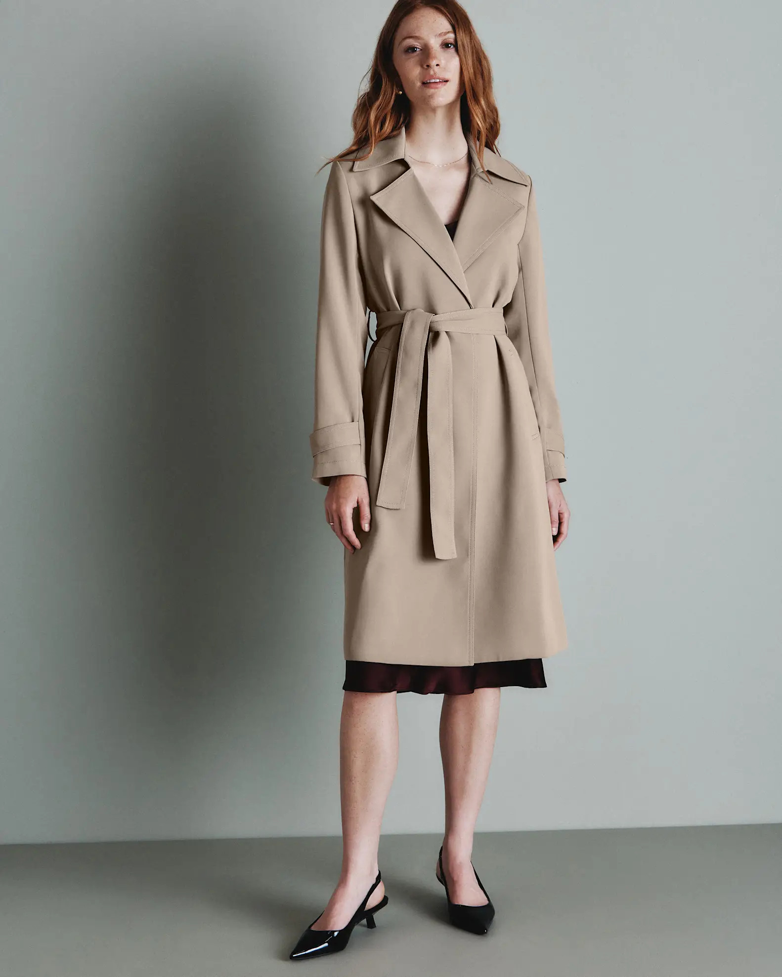 Stretch Crepe Trench Coat in Morel | Quince