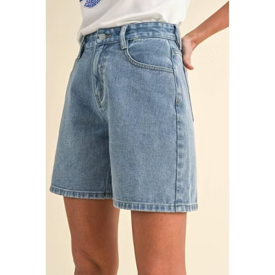Women's Stretch High Waist Mom Denim Shorts - AnnieWear L | Target