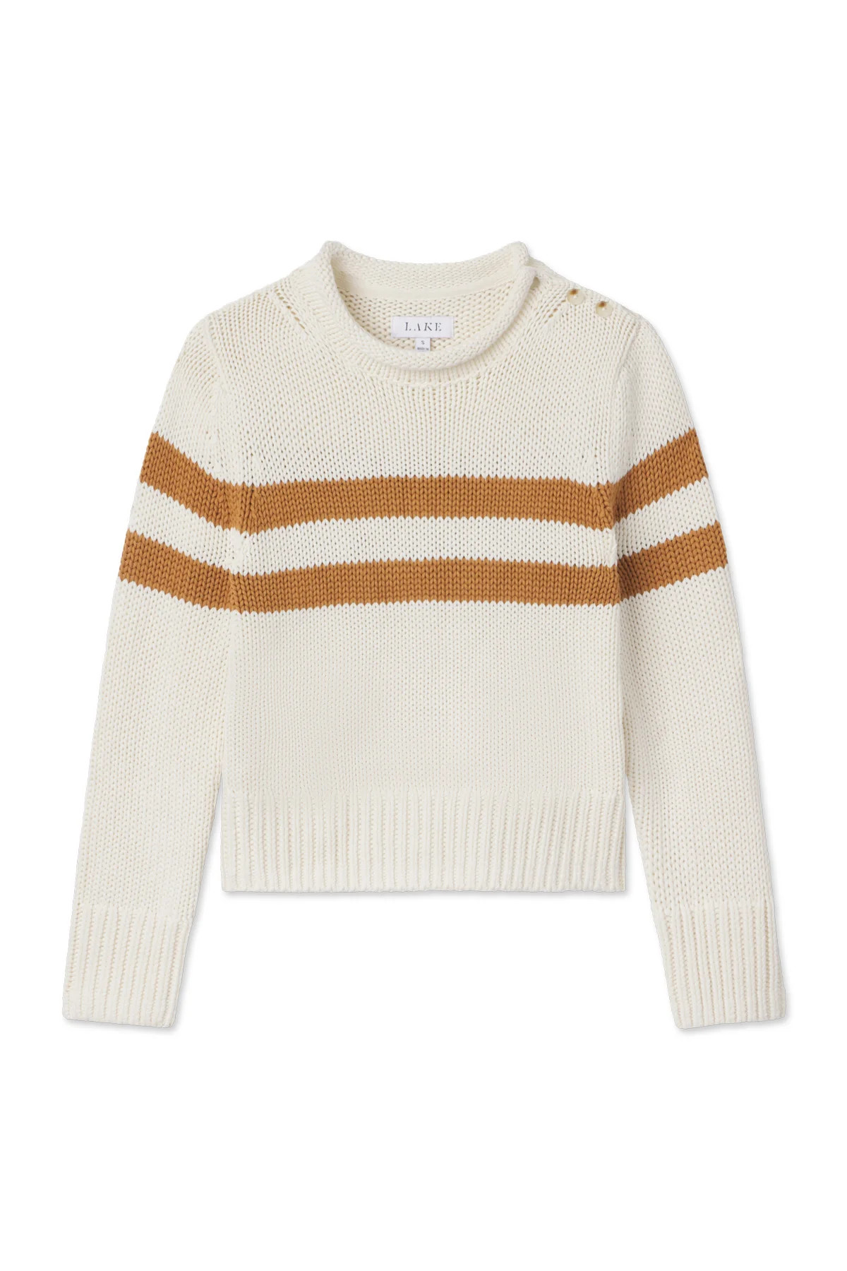 Jane Cotton Sweater in Cognac Double Stripe | Lake Pajamas