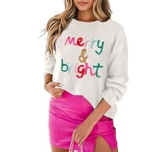 MARZXIN Women Casual Sweatshirts & Hoodies Long Sleeve Round Merry And Bright Cable Knit Pullover... | Amazon (US)