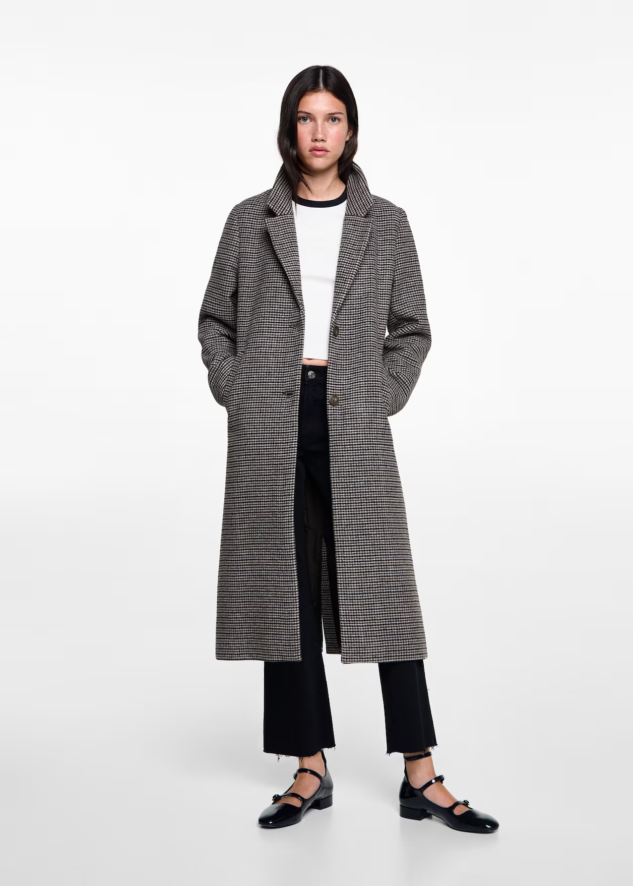 Houndstooth wool-blend coat - Teen | MANGO USA | MANGO (US)