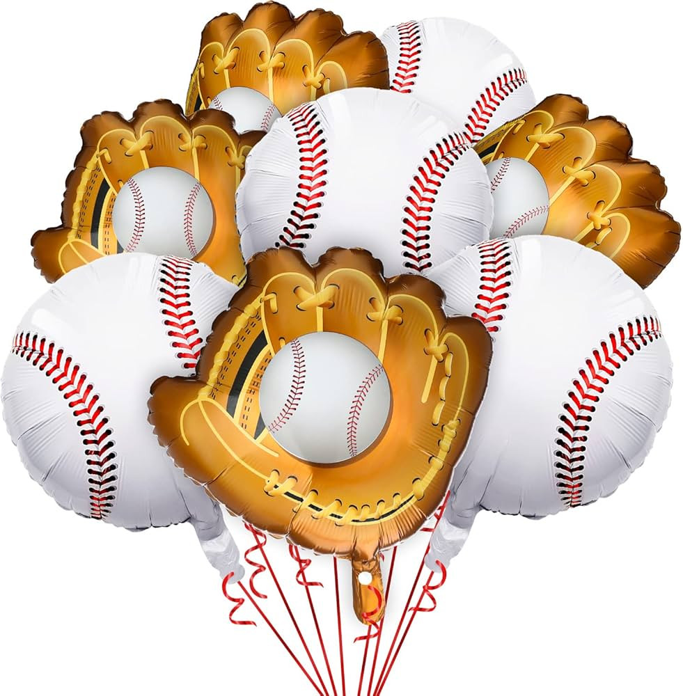 Skylety 8 Pcs Baseball Balloons Baseball Foil Glove Balloon Birthday Party Decorations 18 Inch Sp... | Amazon (US)