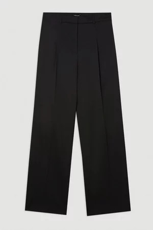 Tailored Premium Twill Wide Leg Trousers | Karen Millen UK + IE + DE + NL