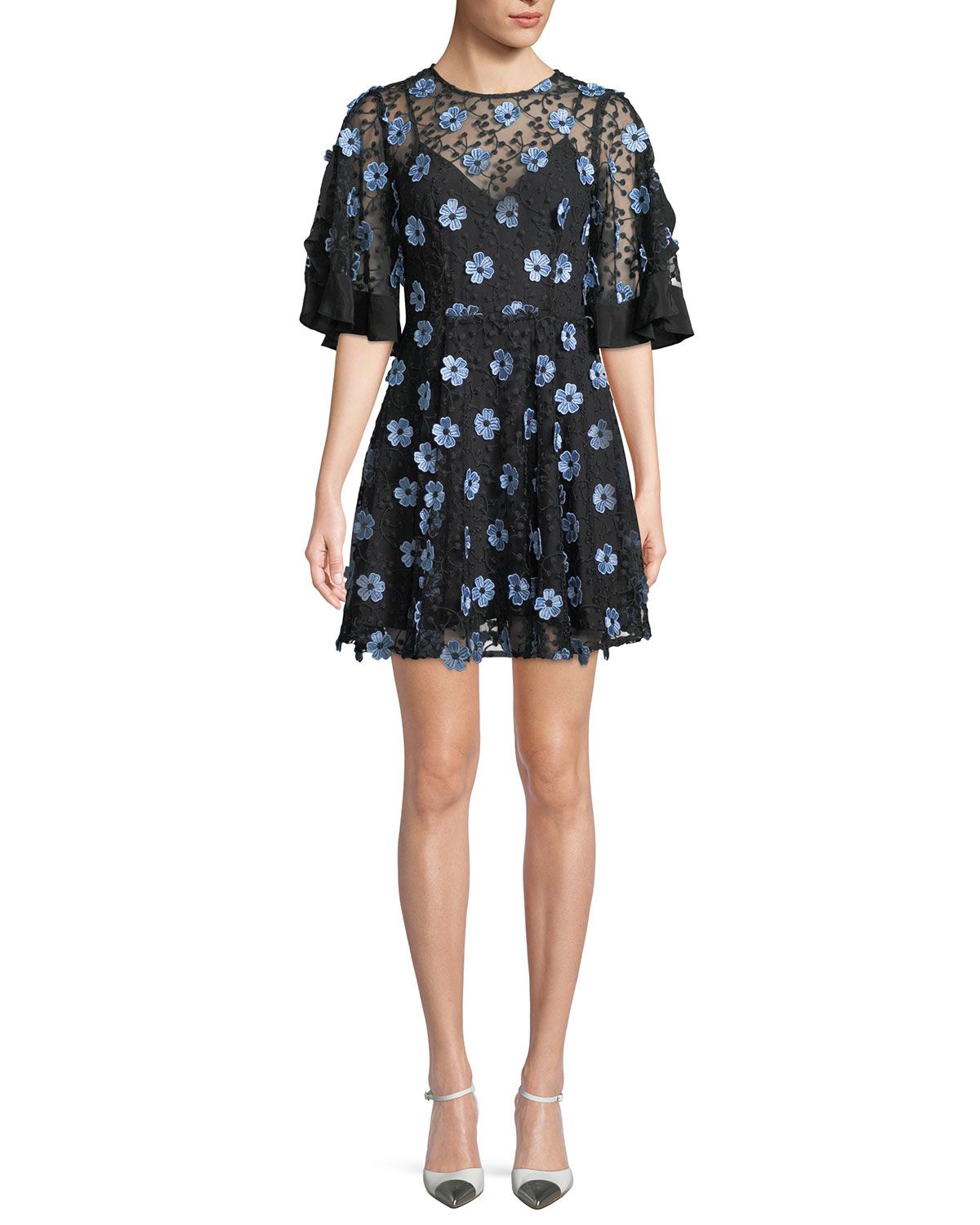 Crave You Floral Lace Mini Dress | Neiman Marcus