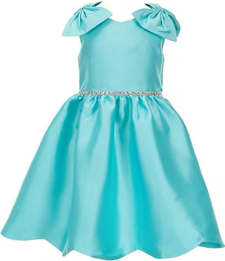Little Girls Sleeveless Bow-Accented Mikado Fit-And-Flare Dress | Dillard's