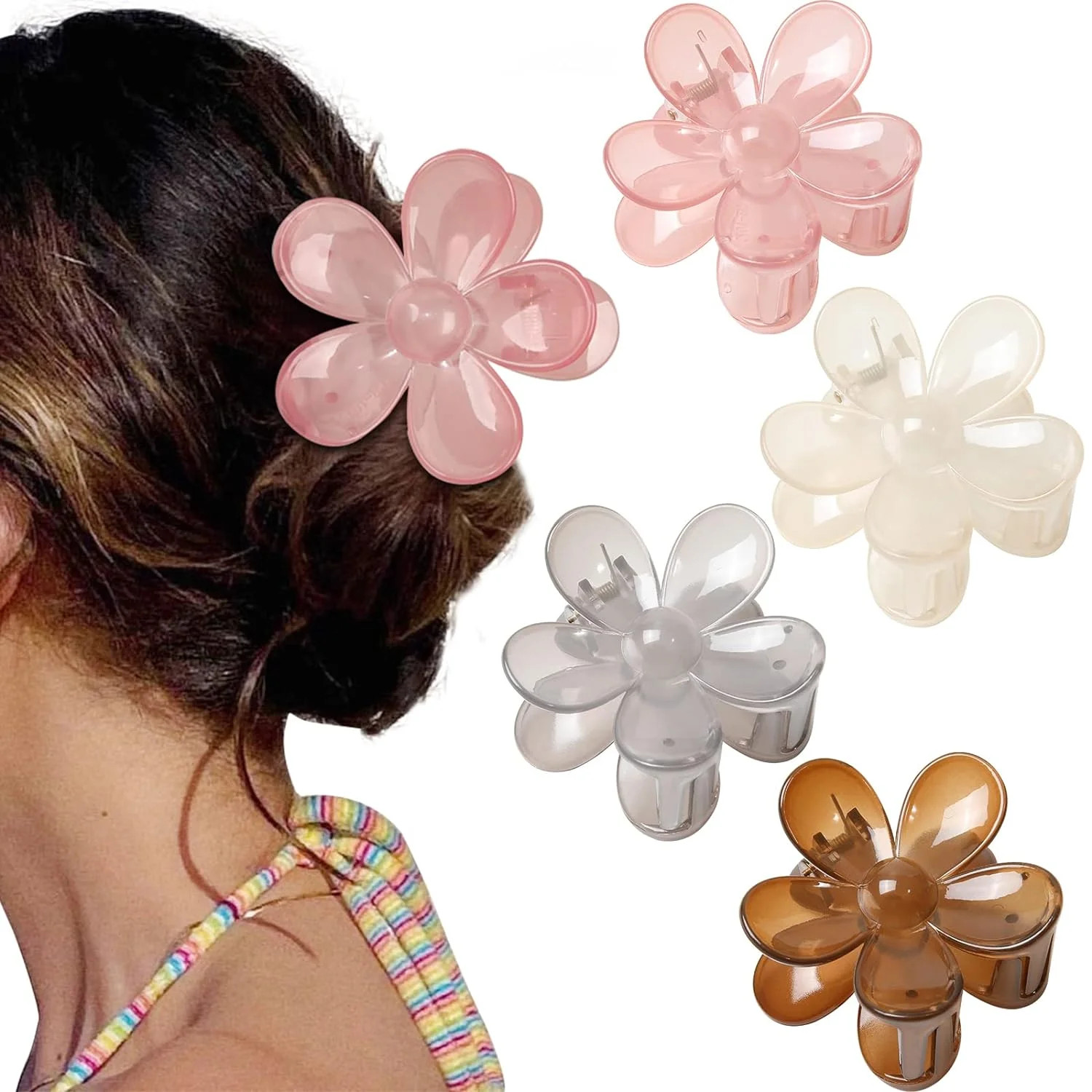 Flower Cute Hair Claw Clips - 4Pcs Flower Hair Clip Nonslip Strong Hold Hair 3 Inch Matte Small F... | Walmart (US)
