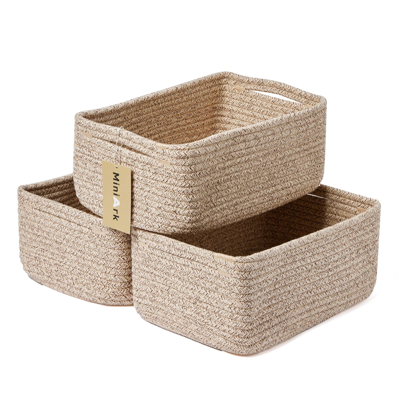 Small Storage Baskets for Organizing | Closet Organizer Bins | Shelf Toy Basket | Woven Rope Bask... | Amazon (US)