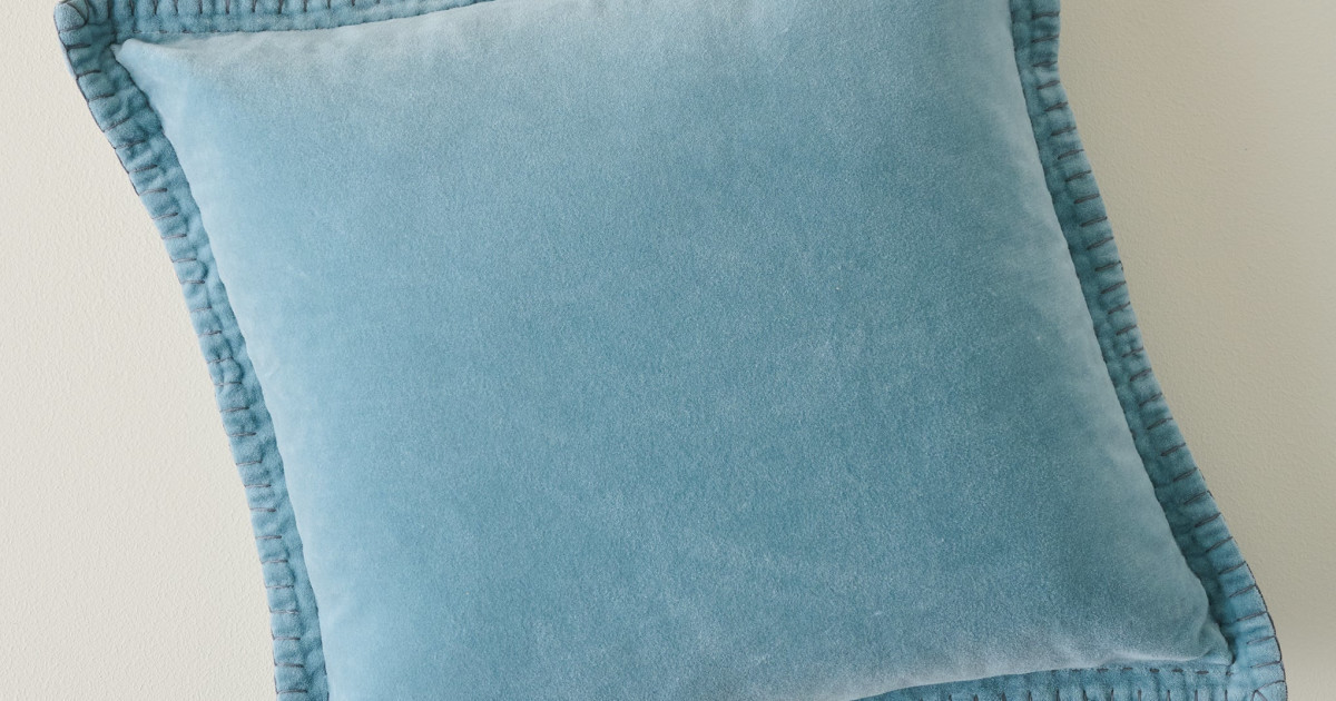 Townes Smoke Blue Velvet Pillow | Magnolia