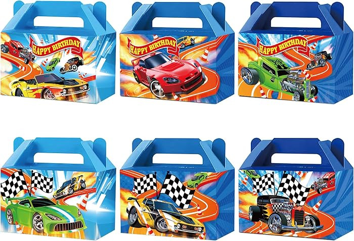 12Pcs Race Car Party Treat Boxes Hot Car Gift Box Birthday Supplies Wheels Wild Goodie Gift Boxes... | Amazon (US)