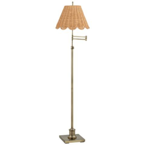 360 Lighting Westbury Adjustable Height Scalloped Rattan Shade Floor Lamp - #1379K | Lamps Plus | Lamps Plus