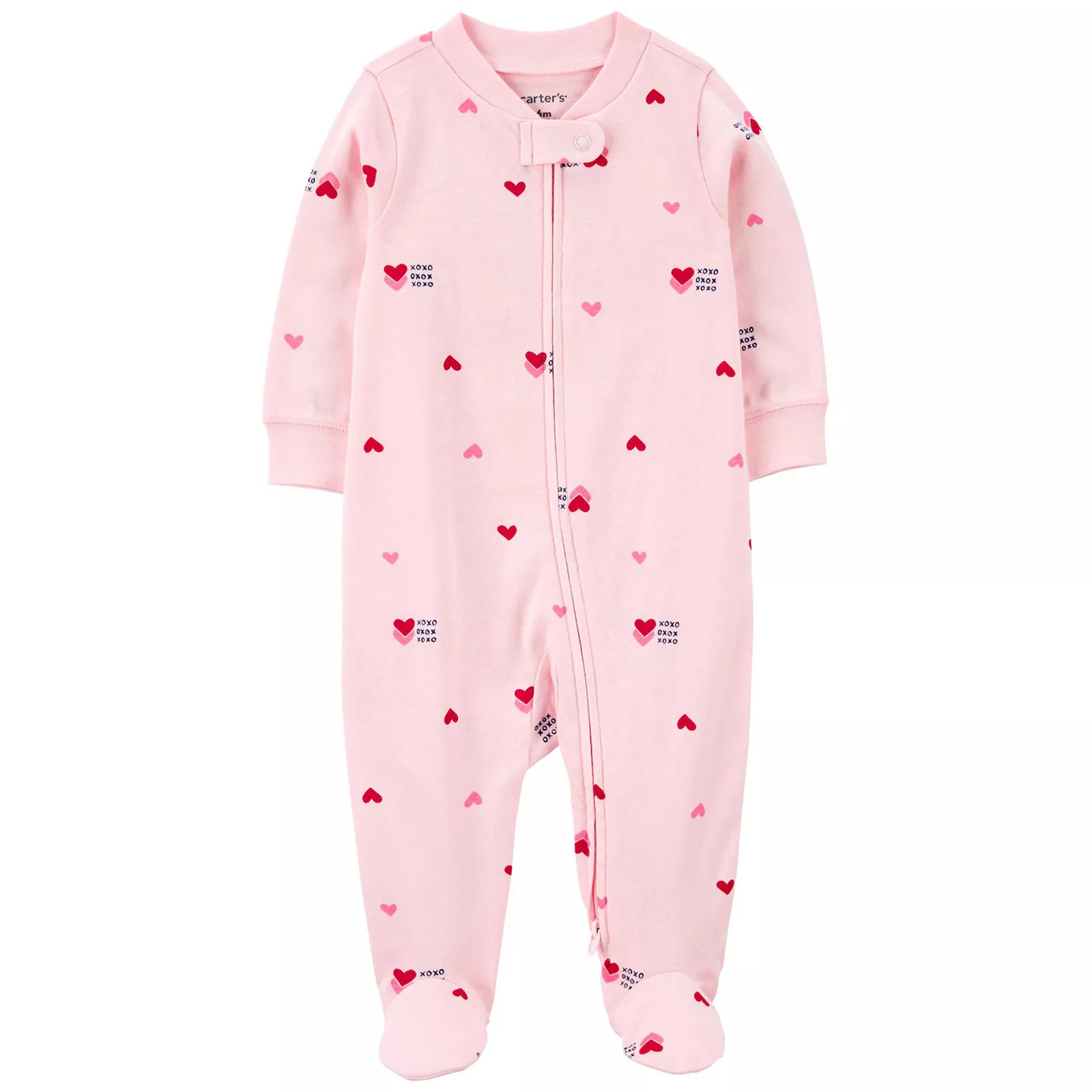 Baby Girl Carter's Valentine's Day Heart 2-Way Zip Cotton Sleep & Play, Girl's, Size: 3 Months, Mini Heart | Kohl's