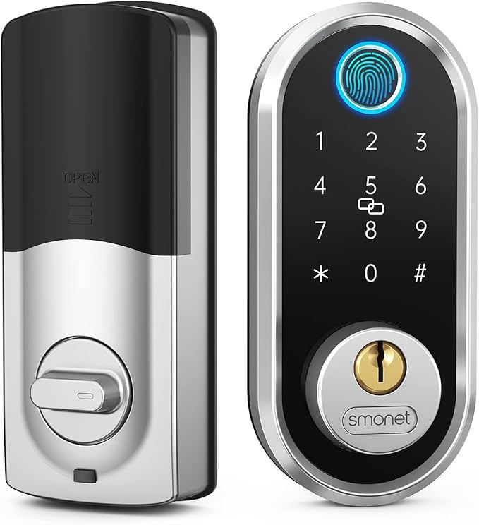 Smart Deadbolt, SMONET Fingerprint Electronic Deadbolt Door Lock with Keypad-Bluetooth Keyless En... | Amazon (US)