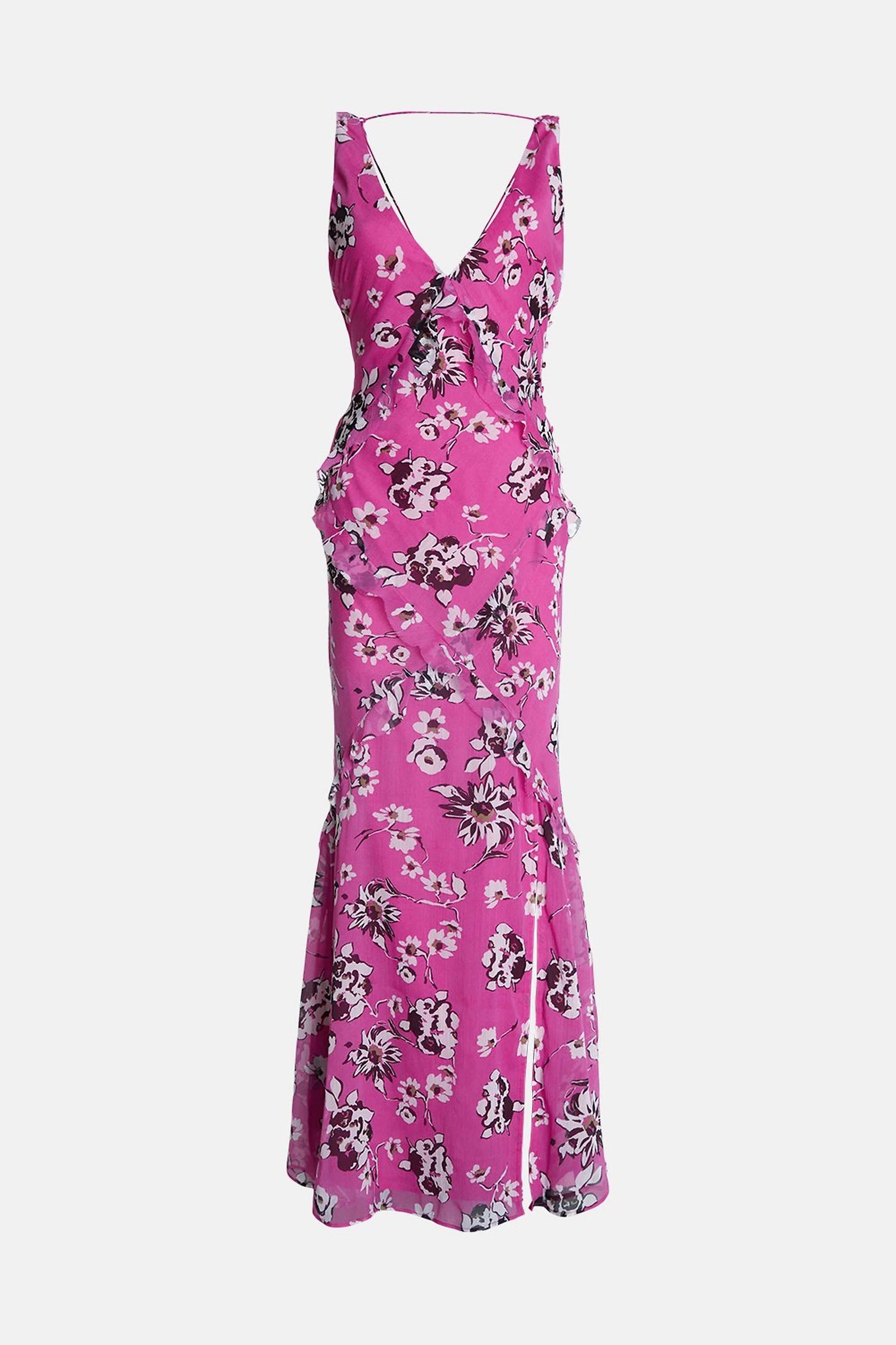 Premium Ruffle Detail Floral Maxi Dress | Warehouse UK & IE