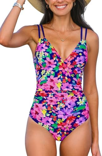 CUPSHE Women's One Piece Swimsuit Long Torso Tummy Control Bathing Suit V Neck Double Straps Back... | Amazon (US)