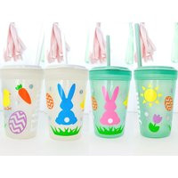 Kids Personalized Easter Bunny Cup With Straw | Custom Spring Peeps Easter Basket Toy Gift | Etsy (US)