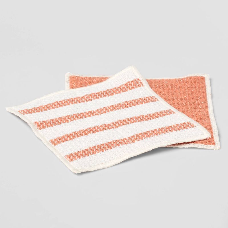 2pk Cotton Striped Scrubbers Orange - Threshold™ | Target
