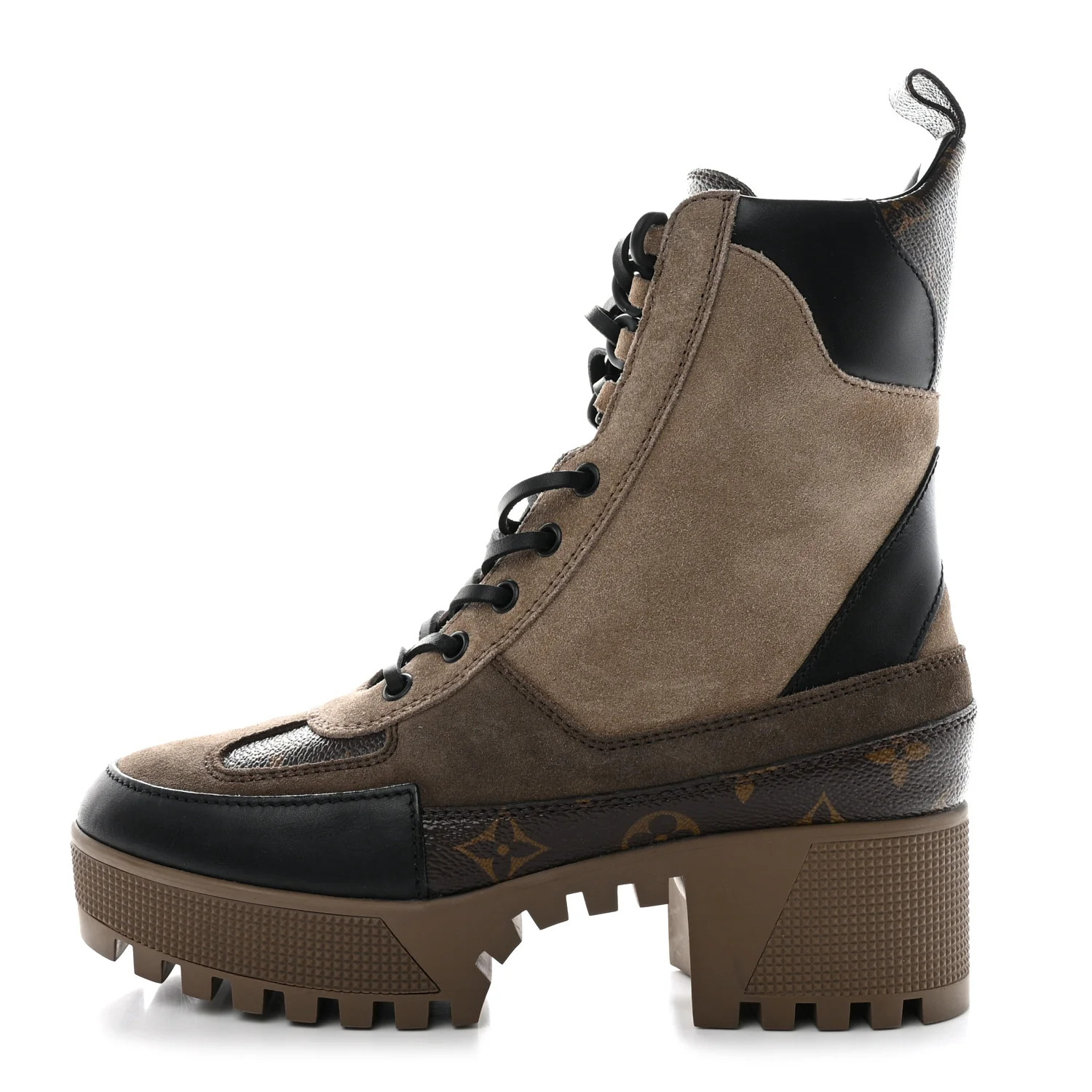 Suede Calfskin Monogram Laureate Platform Desert Boots 37 Taupe | FASHIONPHILE (US)