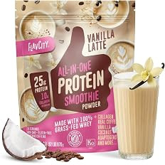 FlavCity All in One Protein Shake Powder, Vanilla Latte - 60mg Caffeine + Collagen Peptides, Reis... | Amazon (US)