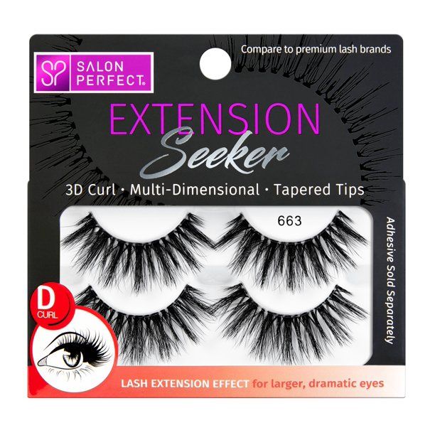 Salon Perfect Extension Seeker D-Curl False Eyelashes, 2 Pack, 663 | Walmart (US)