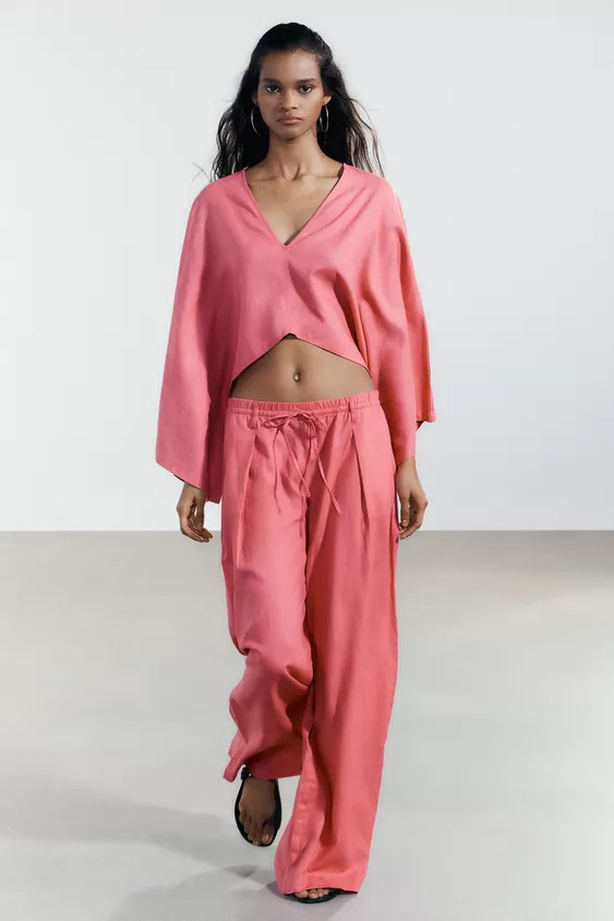 LINEN PALAZZO PANTS | Zara US