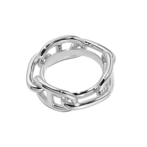 Chunky Chain Silk Scarf Ring Clip for Women Minimalist Wide Band Statement Buckle Holder Clasp Holder Scarfs T-Shirt Shawl Scarves Clasp Dress Clothing Accessories Jewelry (Silvery) | Amazon (US)