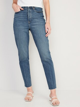 Higher High-Waisted Button-Fly O.G. Straight Cut-Off Jeans for Women | Old Navy (US)