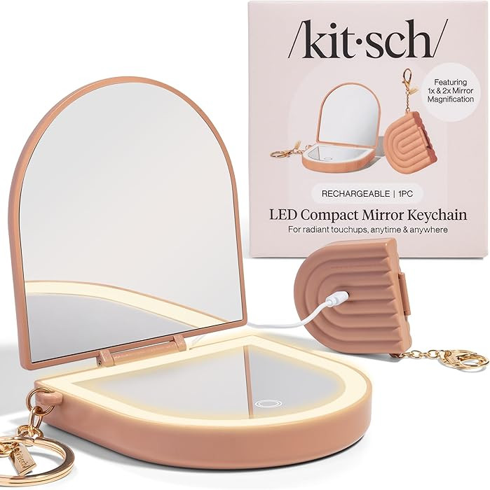 Kitsch Compact Mirror Keychain – Travel Makeup Mirror with Lights, Small Lighted Dual-Magnifica... | Amazon (US)